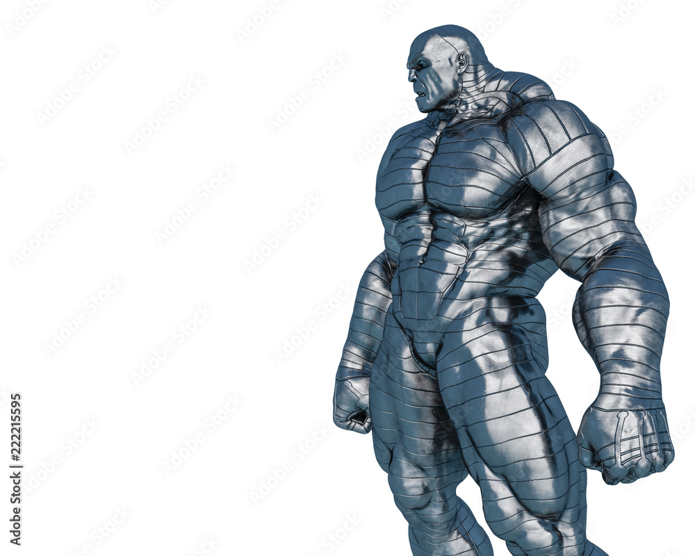 steel man, the muscle man in a white background steel man, the muscle man in a white background