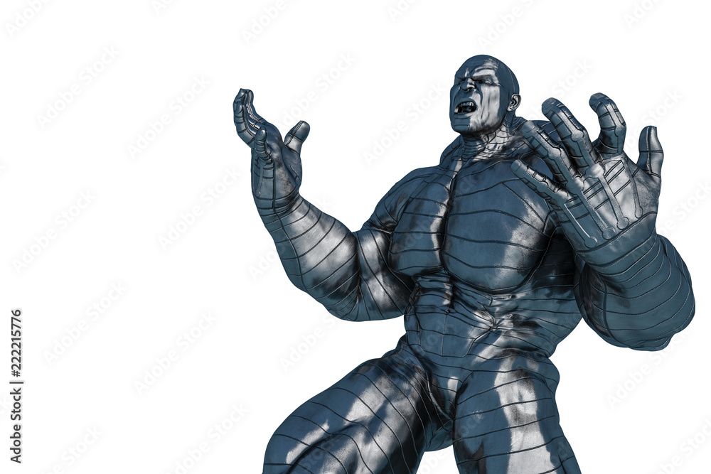 steel man, the muscle man in a white background