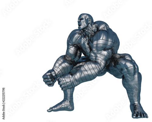 steel man  the muscle man in a white background