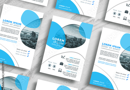 Business Flyer Layout with Blue Accents
