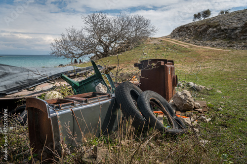 Old rubbish near the beach of Verin