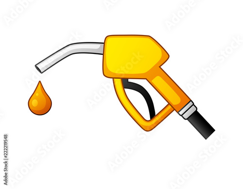 Fuel pump nozzle and drop vector isolated. Gas filling station icon.