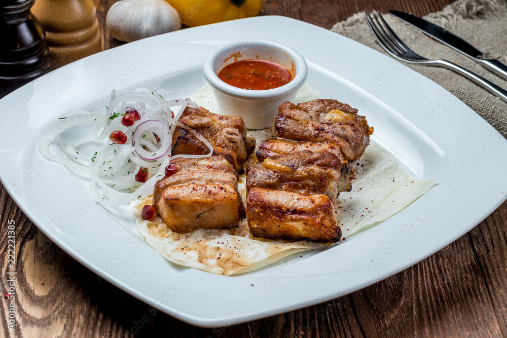 skewers of pork ribs skewers of pork ribs