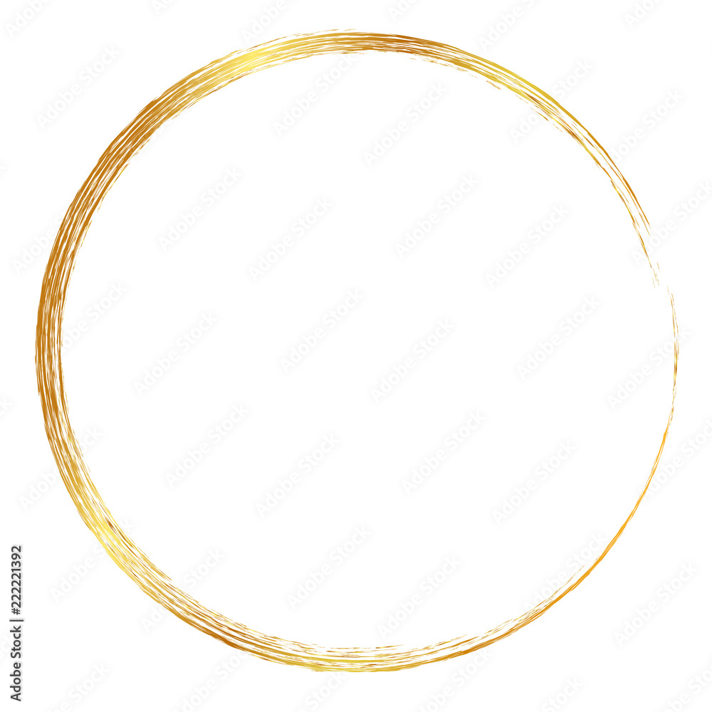 golden circle crayon frame - obrazy, fototapety, plakaty 