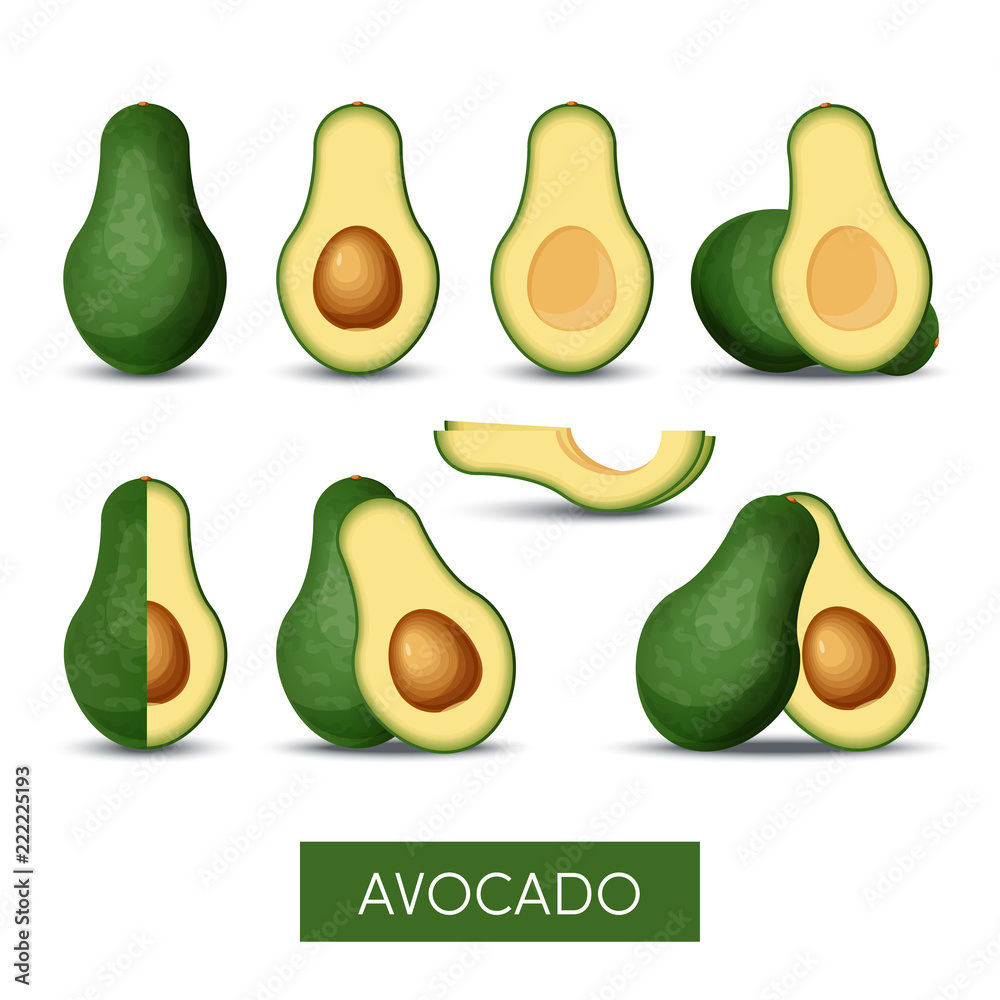 Set of avocado icons, vector Set of avocado icons, vector