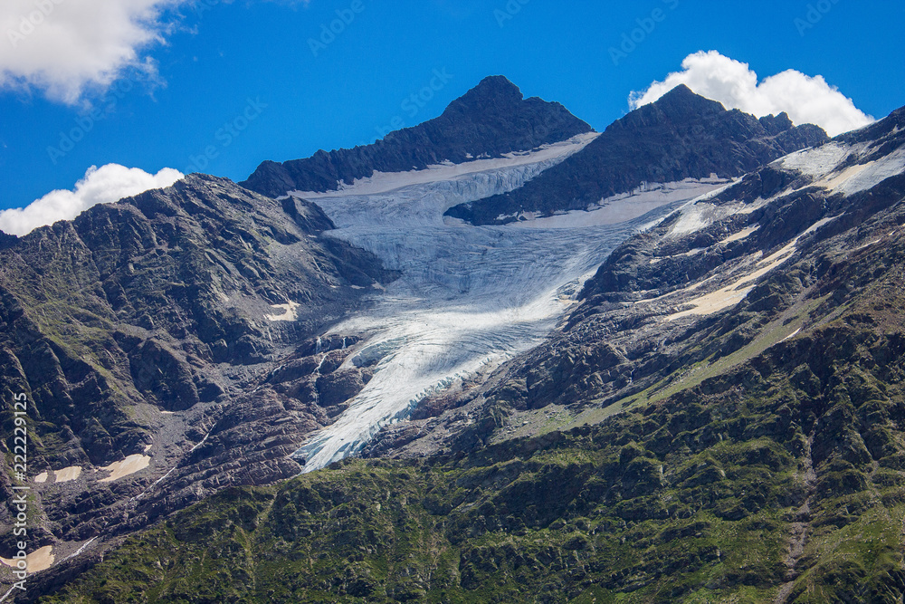 Glacier among the mountains of the North Caucasus.