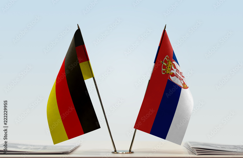Two flags of Germany and Serbia