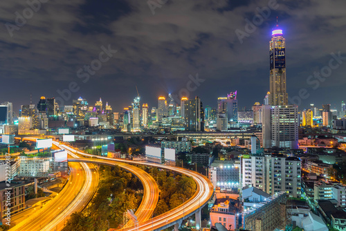 Night of the Metropolitan Bangkok City downtown cityscape urban skyline Thailand in December 2017 - Cityscape Bangkok city Thailand