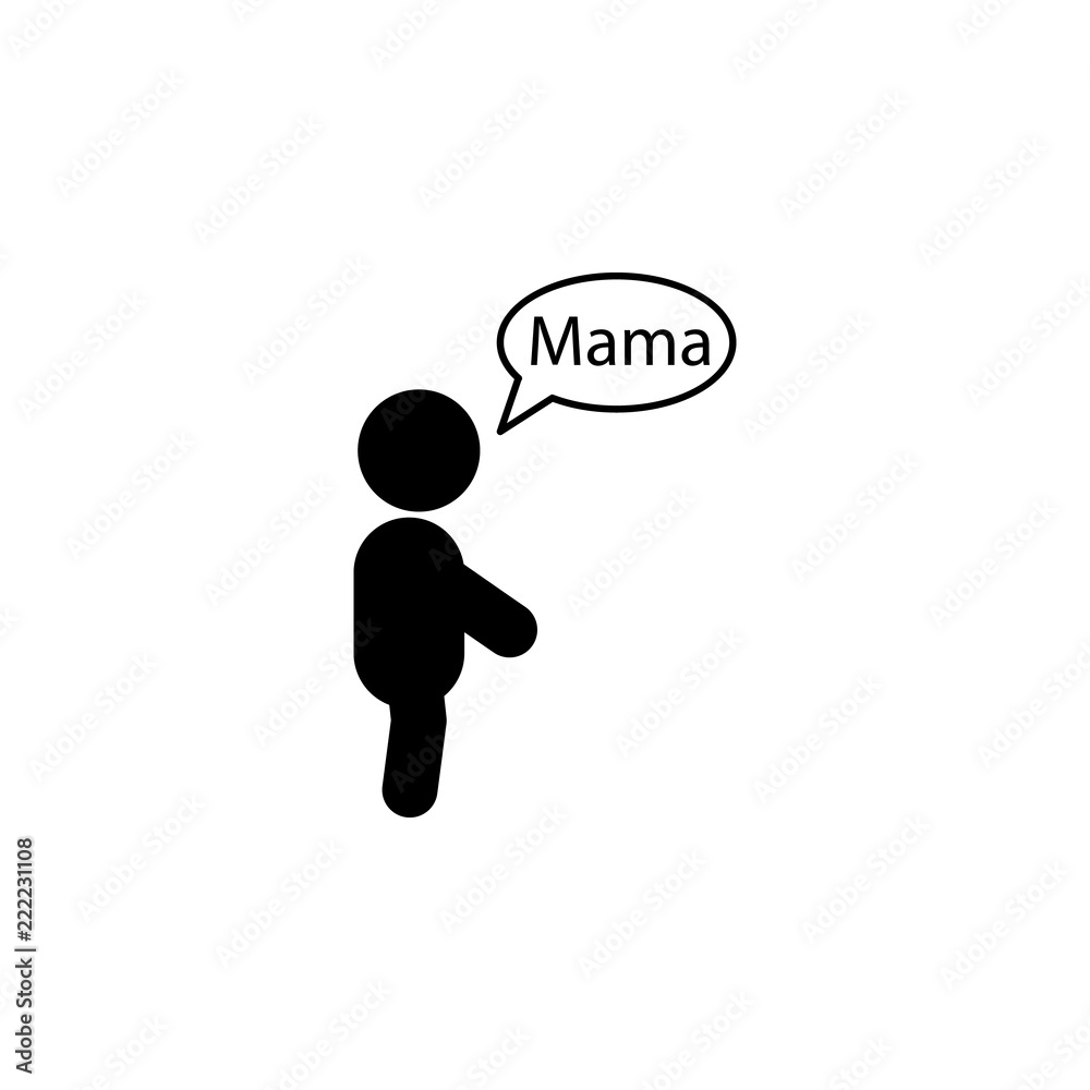 Obraz premium child says mama icon. Element of toddler development icon for mobile concept and web apps. Glyph child says mama icon can be used for web and mobile