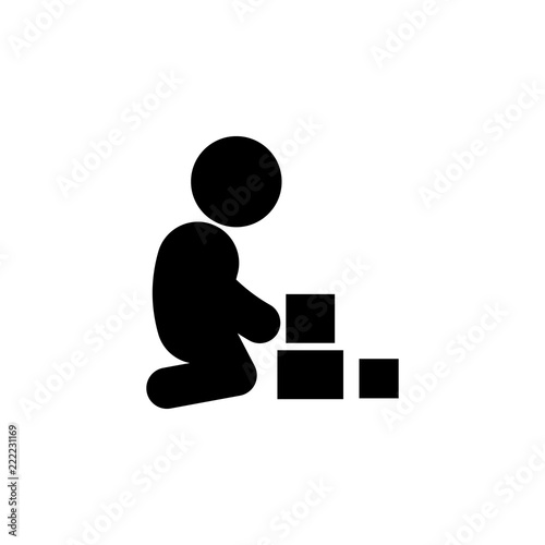 child plays with cubes icon. Element of toddler development icon for mobile concept and web apps. Glyph child plays with cubes icon can be used for web and mobile