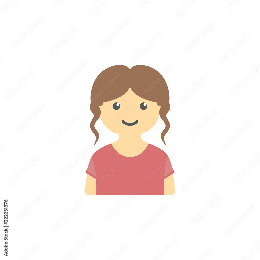 avatar of girl colored icon. Element of children icon for mobile concept and web apps. Colored avatar of  girl can be used for web and mobile