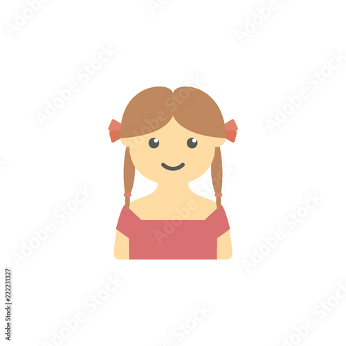 avatar of girl with pigtails colored icon. Element of children icon for mobile concept and web apps. Colored avatar of girl with pigtails can be used for web and mobile