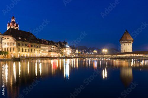 Lucerne. Image of Lucerne, Switzerland during twilight blue hour.