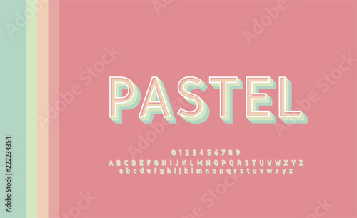 Typography Retro Classic Stylish Pastel Color Font. Minimalist Modern Alphabet Letters And Numbers bold font