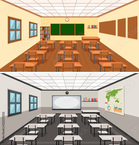 Modern empthy classroom background