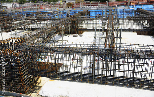 large-scale construction site; reinforcement placing
