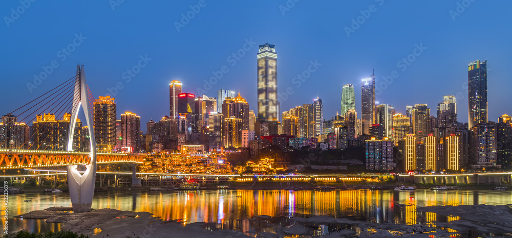 Naklejka premium Chongqing city architecture landscape night view