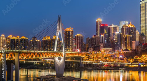 Konstfotografi Chongqing city architecture landscape night view