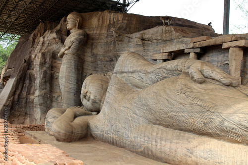 The standing and reclining Buddha Statue at  Gal Vihara, in Polonnaruwa photo