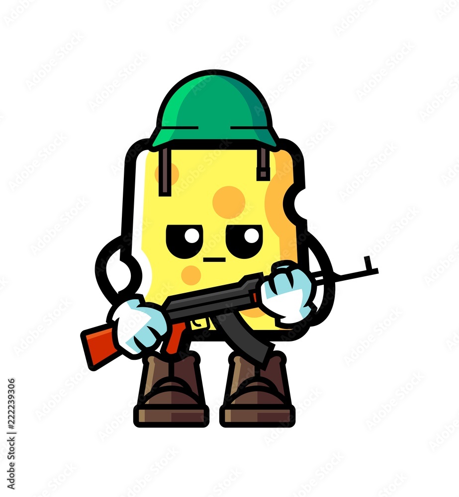 Cheese soldier mascot cartoon illustration