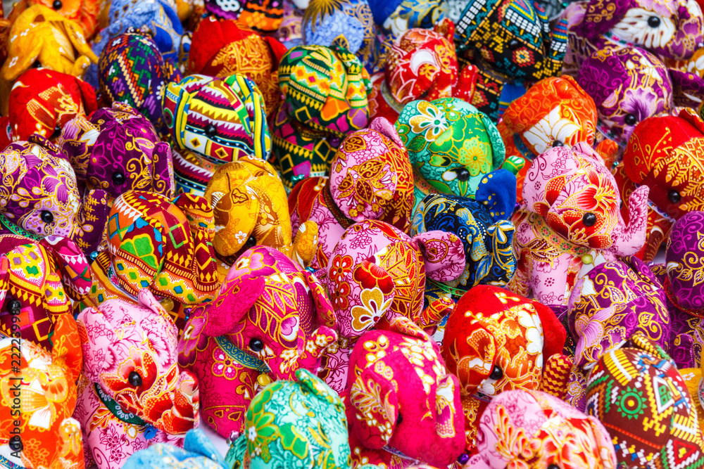 Multi coloured elephant soft toys