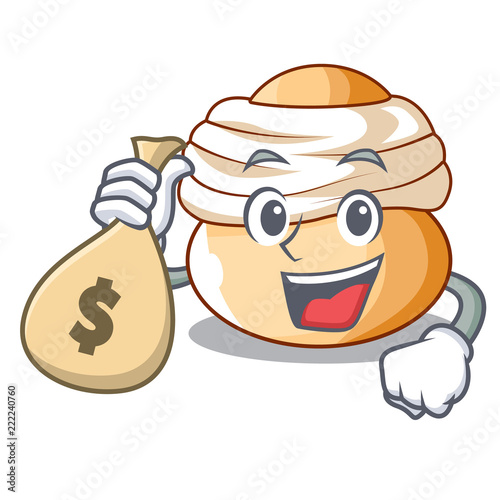 With money bag cartoon semla bun with almond paste