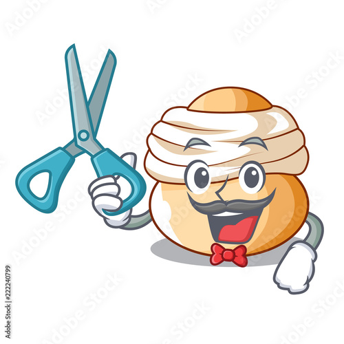 Barber cartoon semla bun with almond paste