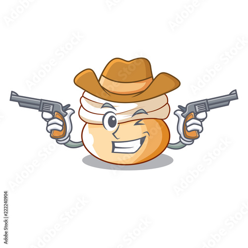 Cowboy cartoon semla bun with almond paste