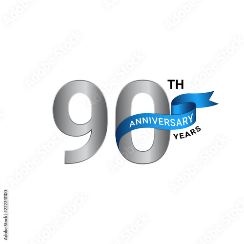 90th anniversary years silver blue color