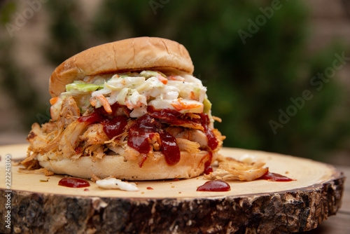 Rustic BBQ smoked turkey sandwich