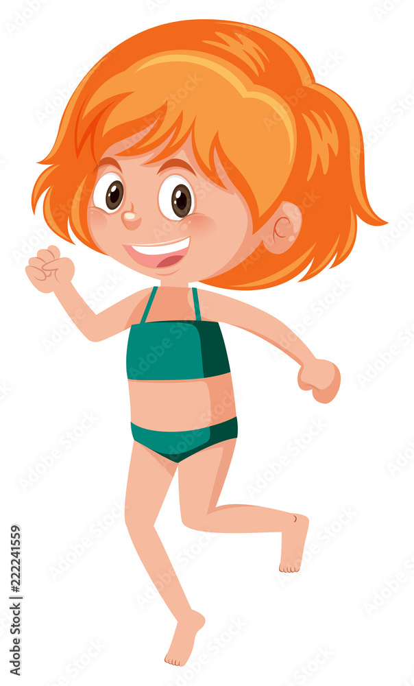 A ginger girl wearing bikini on white backgroud A ginger girl wearing bikini on white backgroud