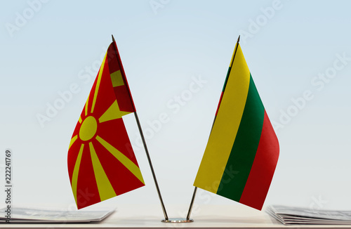 Two flags of Macedonia and Lithuania