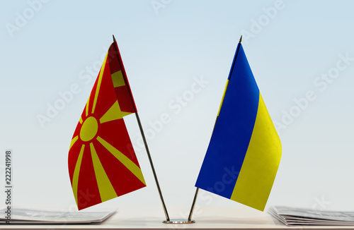 Two flags of Macedonia and Ukraine