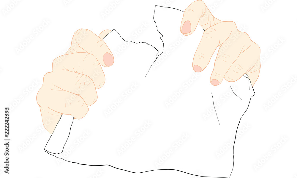 hand tearing paper, vector hand tearing paper, vector