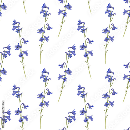 seamless pattern with watercolor drawing plants
