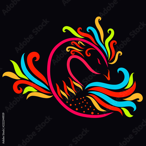 Wallpaper Mural Beautiful colorful bird on a black background, a miracle Torontodigital.ca