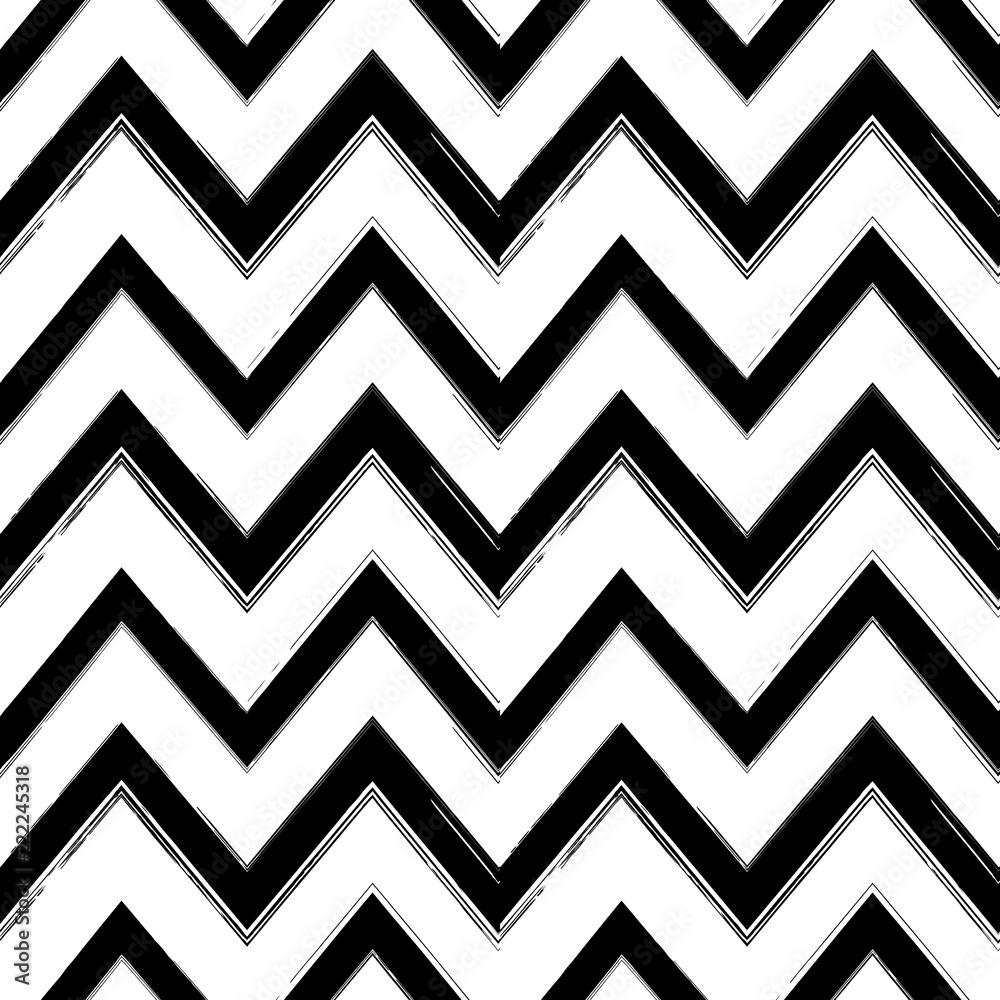 Naklejka Seamless pattern with abstract ink zigzag lines. Texture for wallpapers, pattern fills, web page backgrounds
