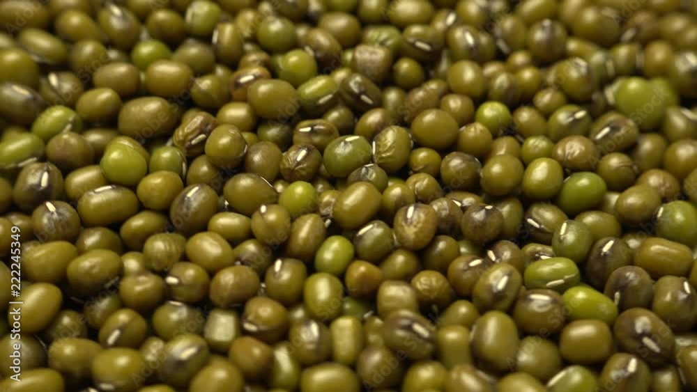 rotating of a mung beans grain seed, close-up, top view, 4K rotating of a mung beans grain seed, close-up, top view, 4K