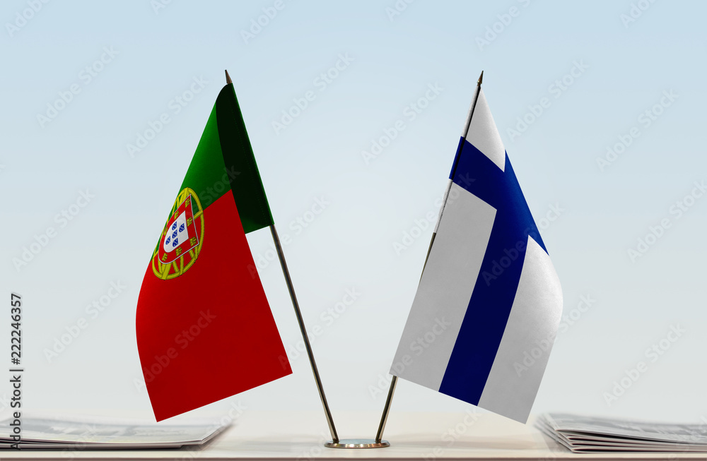 Two flags of Portugal and Finland Two flags of Portugal and Finland
