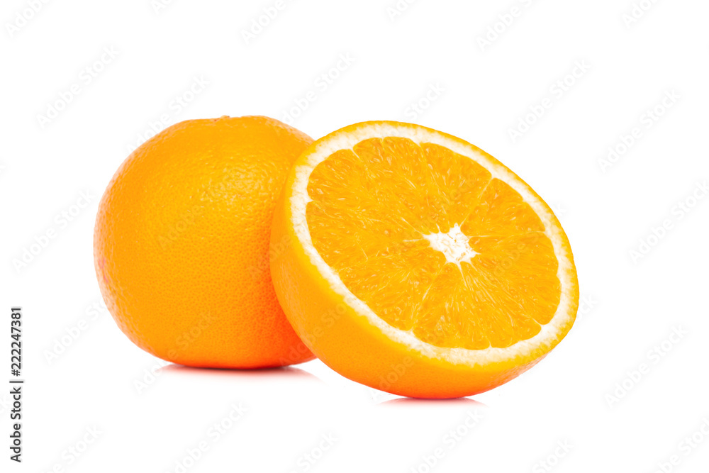 Fresh orange fruit slice isolated on white background Fresh orange fruit slice isolated on white background