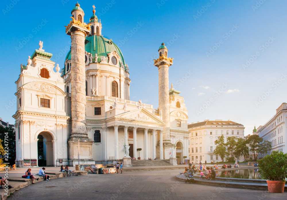 VIENNA, AUSTRIA - AUGUST 15, 2018: St. Charles's Church in Vienna, Austria.