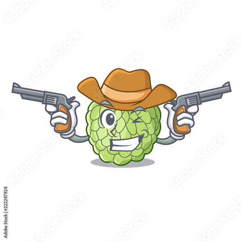 Cowboy sugar apple fruit isolated on cartoon