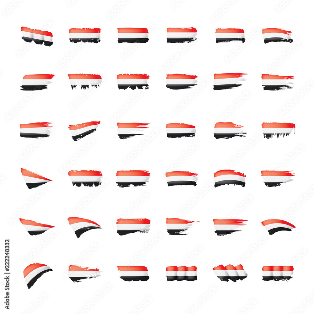 Yemeni flag, vector illustration on a white background - obrazy, fototapety, plakaty 