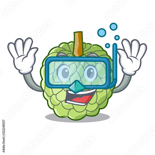 Diving character custard apple tropical fruit delicious