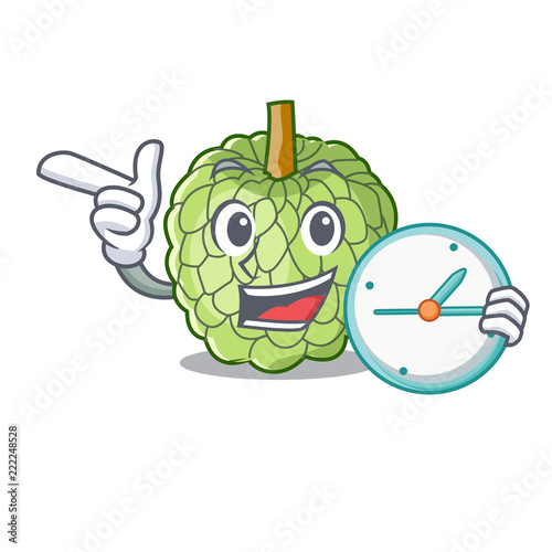 With clock character custard apple tropical fruit delicious
