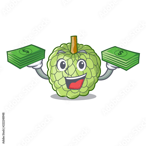 With money fresh custard apple sweet fruit cartoon