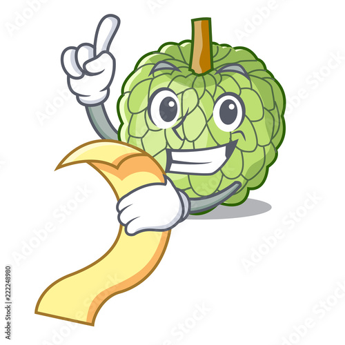 With menu fresh custard apple sweet fruit cartoon