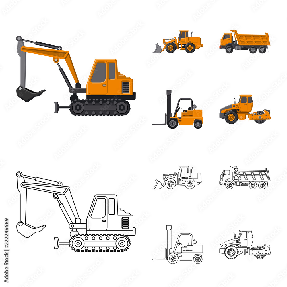 Vector design of build and construction logo. Collection of build and machinery vector icon for stock. Vector design of build and construction logo. Collection of build and machinery vector icon for stock.
