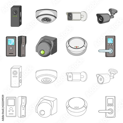 Isolated object of cctv and camera icon. Collection of cctv and system stock vector illustration.
