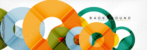 Colorful rings on grey background, modern geometric pattern design. Vector business or technology presentation design template, brochure or flyer pattern, or geometric web banner